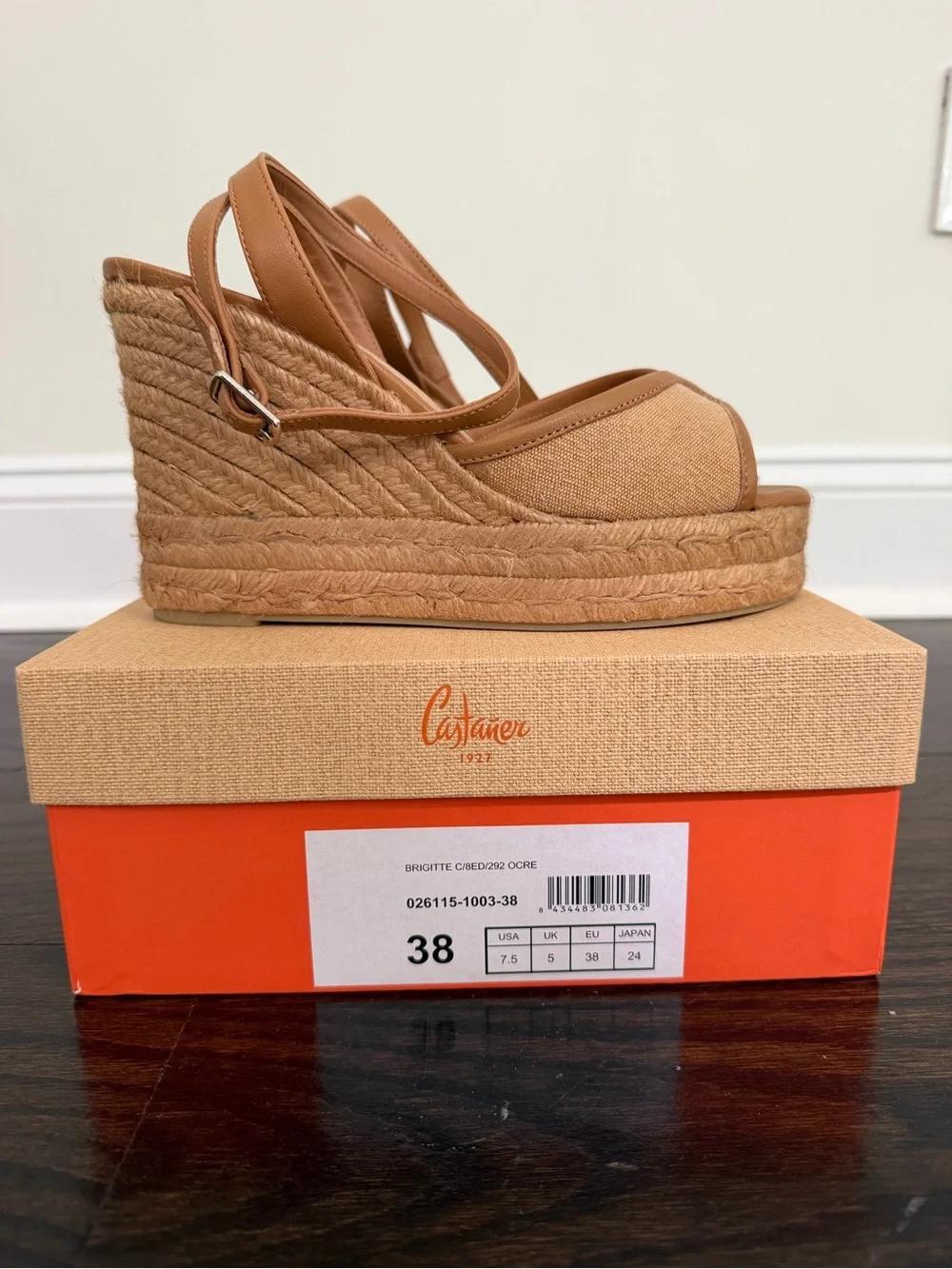 CASTANER Ocre Brigette Wedges Size 38